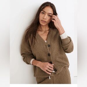 Madewell Flower Puff-Jacquard Quilted Crop Cardigan